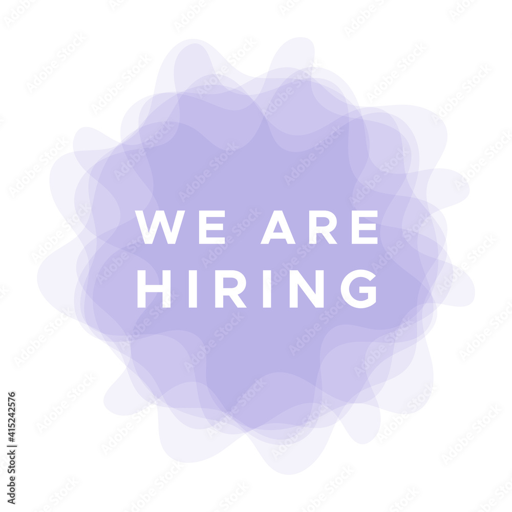 We are hiring. Message on rounded translucent shapes. Concept of recruitment. Vector illustration, flat design