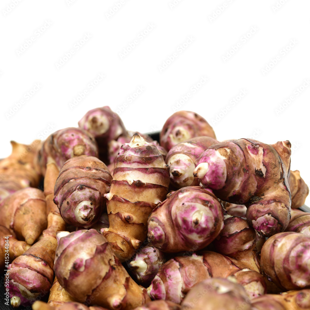 Jerusalem artichoke on a white background Jerusalem artichoke on a white background
