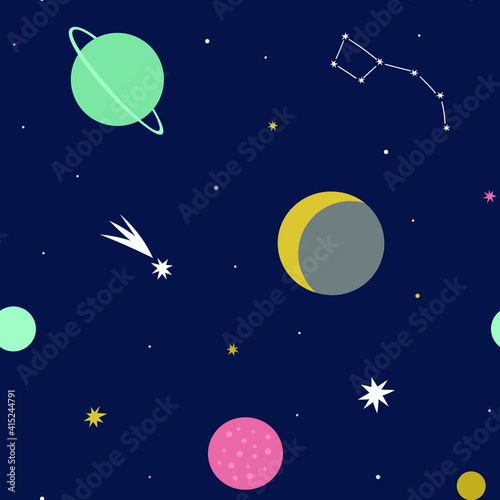 astrology  astronomy  background  big dipper  blue  cartoon  child  colorful  comet  constellation  constellations  cosmic  cosmos  flat  galaxy  grey  illustration  kids  mint  moon  night  pattern  