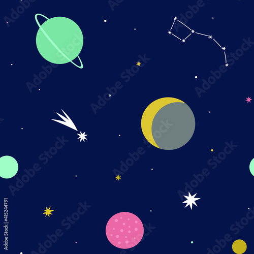 astrology, astronomy, background, big dipper, blue, cartoon, child, colorful, comet, constellation, constellations, cosmic, cosmos, flat, galaxy, grey, illustration, kids, mint, moon, night, pattern, 