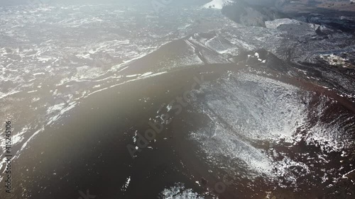 Drone view of Silvestri craters on Etna volcano in Italy 2 - 4K