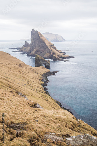 Faroe Islands - Landscape - Cliff - Traelanipa - Vágar - Aerial Photos - Helicopter photo