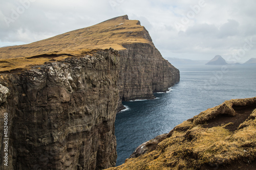 Faroe Islands - Landscape - Cliff - Traelanipa - Vágar - Aerial Photos - Helicopter photo