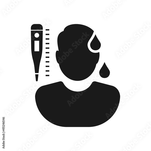 High Human Body Temperature Icon. Fever, Coronavirus Symptoms.