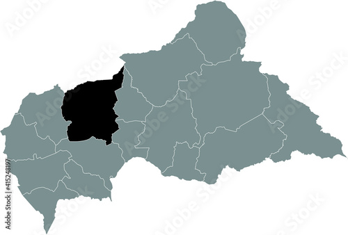 Black location map of Central African Ouham prefecture inside gray map of the Central African Republic photo