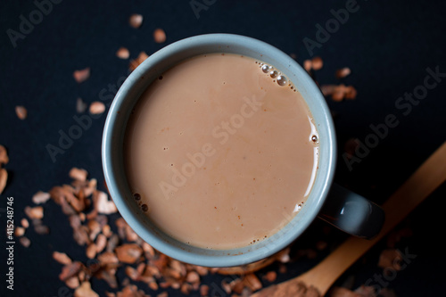 vegetable milk with cocoa powder