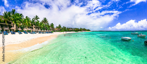 Fototapeta Naklejka Na Ścianę i Meble -  luxury 5 star hotel territory with  great beach  - Constance Belle Mare Plage. Mauritius island. Pointe de flacq , Belle Mare. February 2020