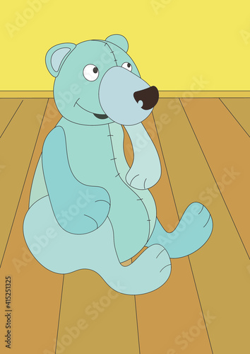 Coloring bear. Colorless and colored anti-stress coloring pages for kids.