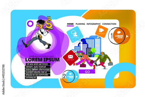 Business concept for internet banners, social media banners, headers of websites, vector illustration 