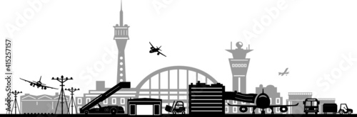 AIRPORT plane terminal silhouette vector