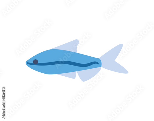 Blue fish animal with line isolated vector design