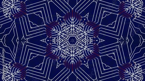 Ai growing geometric pattern of lines. Building solution by artificial intelligence or neural network. 4k abstract white wireframe on dark blue bg, branches of calculations, nodes and intersections. photo