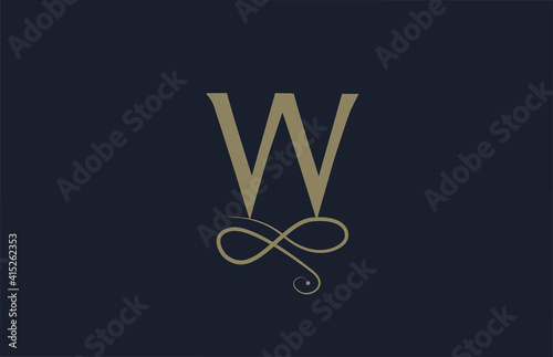 W elegant monogram ornament alphabet letter logo icon for business. Vintage corporate brading and lettering design for luxury products and company photo