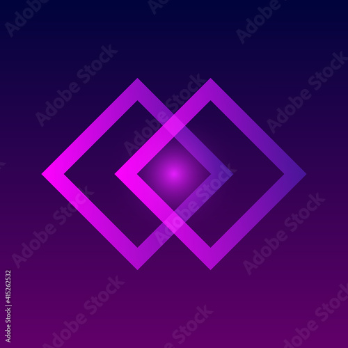 Abstract geometric shape on purple background