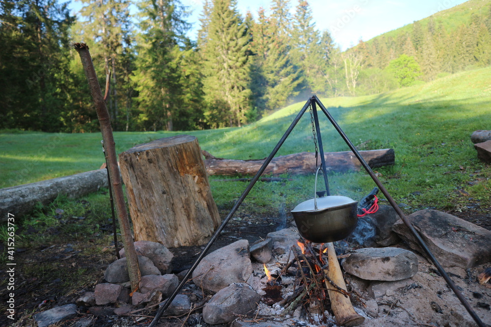 kettle on a campfire kettle on a campfire