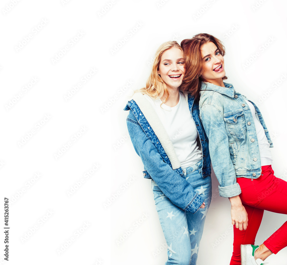best friends teenage girls together having fun, posing emotional on white background, besties happy smiling, lifestyle people concept best friends teenage girls together having fun, posing emotional on white background, besties happy smiling, lifestyle people concept