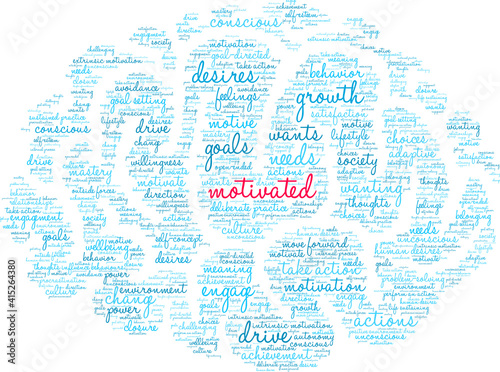 Motivated Word Cloud on a white background. 