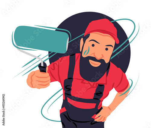 Vector painter in shadow of sharp lines style