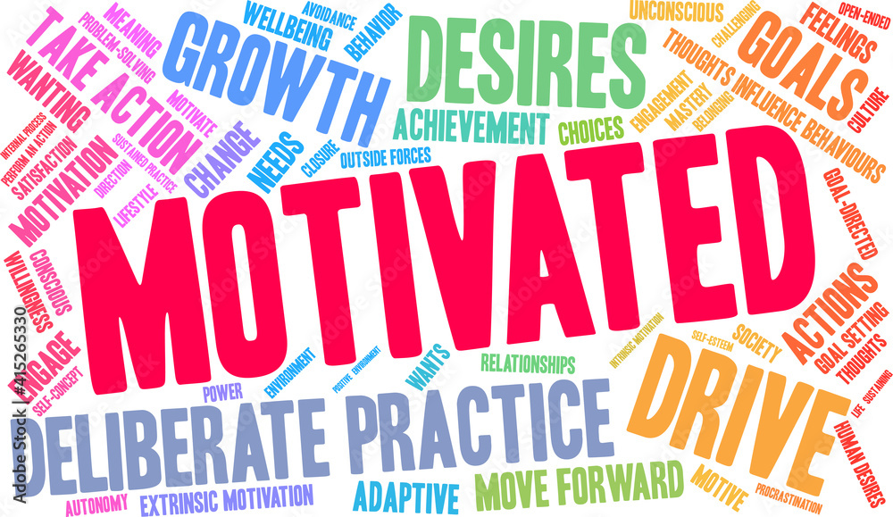Motivated Word Cloud on a white background. Motivated Word Cloud on a white background.