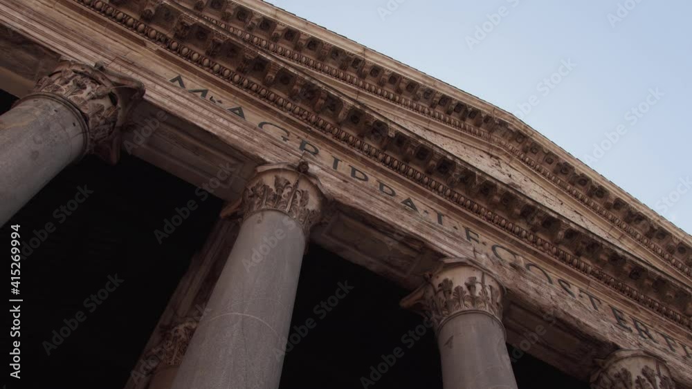 Close up of famous italian attraction Pantheon in Rome Italy. Top view of old historical catholic temple with ray of sunshine Close up of famous italian attraction Pantheon in Rome Italy. Top view of old historical catholic temple with ray of sunshine