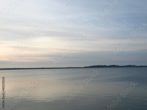 Sunset scene in lake of Orient in Aube, France