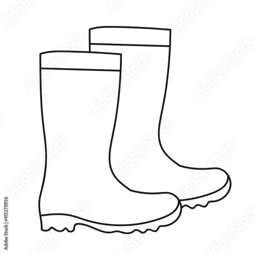 rain boots for rainy weather or gardening in doodle style 