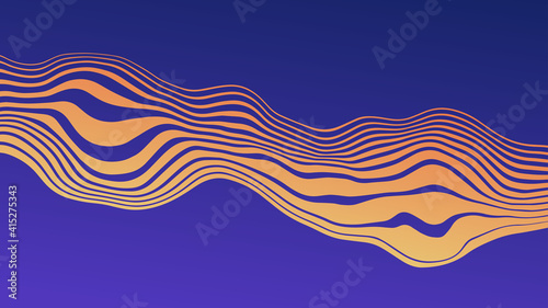 Vector abstract orange striped wave on purple background