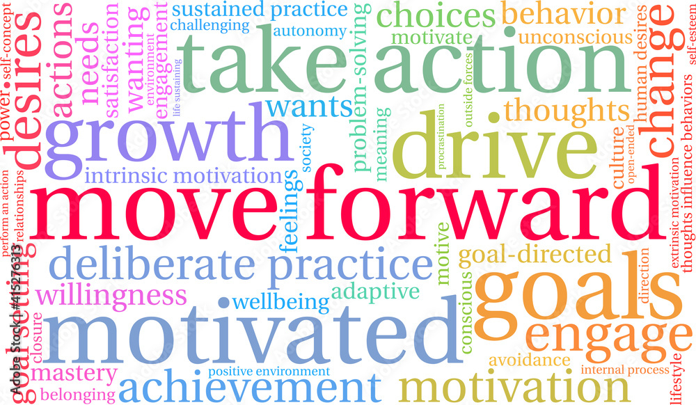 Move Forward Word Cloud on a white background. 