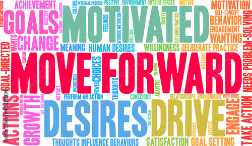 Move Forward Word Cloud on a white background. 