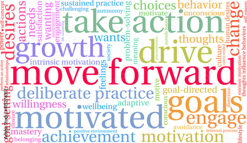 Move Forward Word Cloud on a white background. 