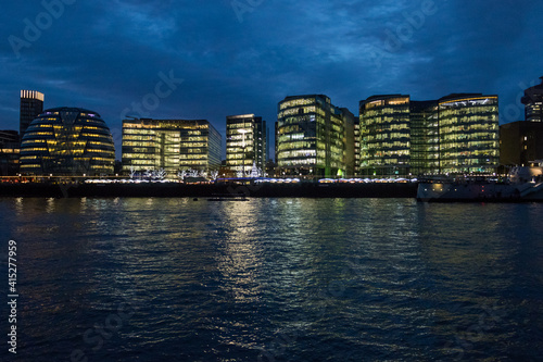 London at night and Thames