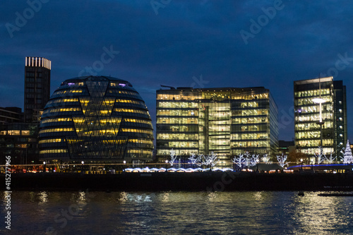 London at night and Thames