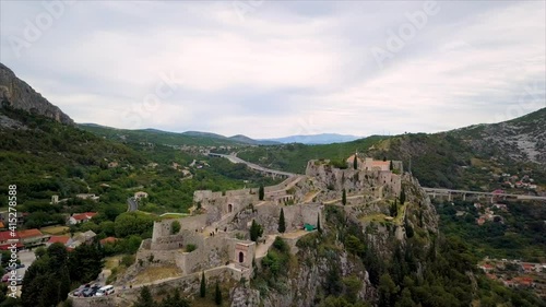 Aerial view of Klis fortress near Split city, Croatia.