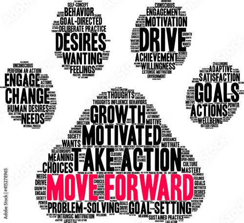 Move Forward Word Cloud on a white background. 