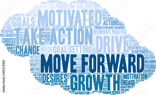 Move Forward Word Cloud on a white background. 