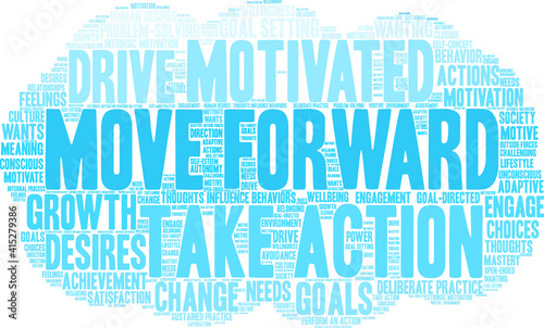 Move Forward Word Cloud on a white background. 