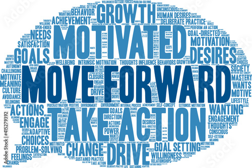 Move Forward Word Cloud on a white background. 
