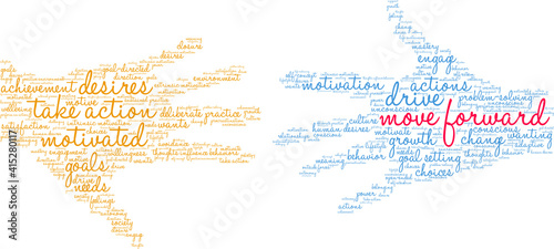 Move Forward Word Cloud on a white background. 