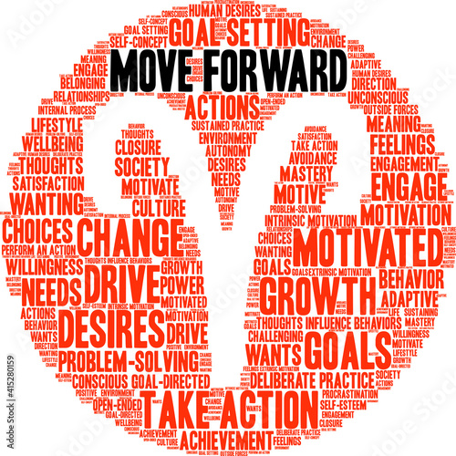 Move Forward Word Cloud on a white background. 