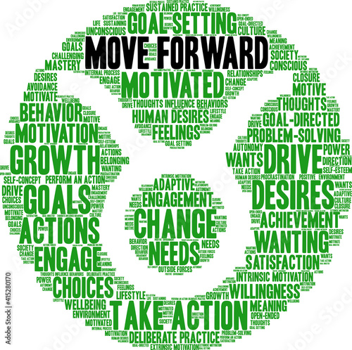 Move Forward Word Cloud on a white background. 