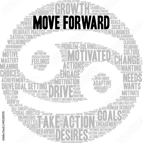 Move Forward Word Cloud on a white background. 