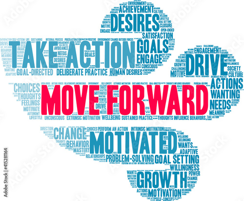 Move Forward Word Cloud on a white background. 