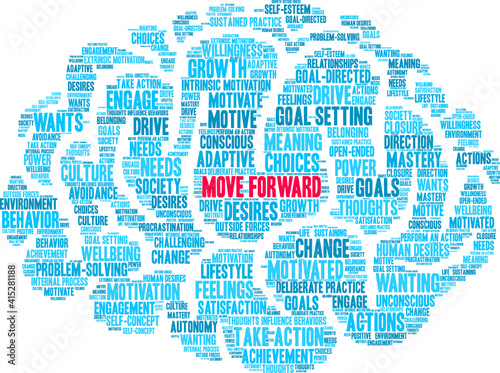 Move Forward Word Cloud on a white background. 