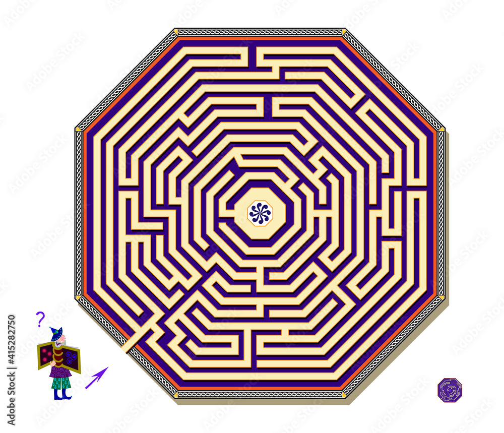 Logic puzzle game with octagonal labyrinth for children and adults ...