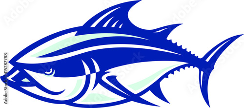 Strong Atlantic Blue Fin (Bluefin) Tuna Swimming