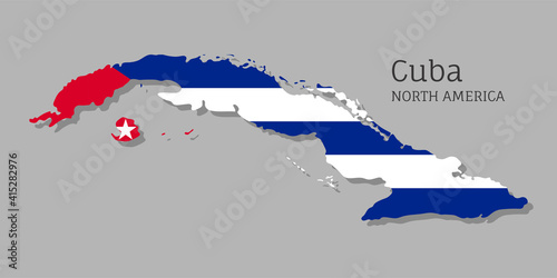 Map of Havana with national flag. Highly detailed editable map of Havana, North America country territory borders. Political or geographical design element vector illustration on gray background