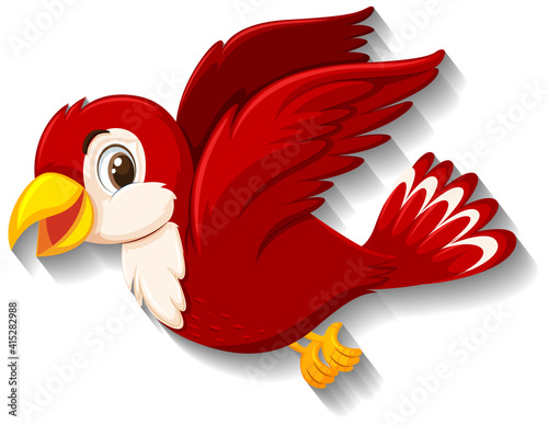 Cute red bird cartoon character
