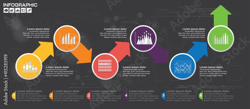 Infographic template and options with flat icons for presentation.