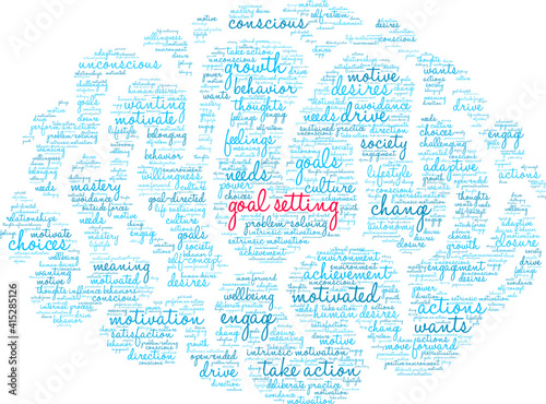 Goal Setting Word Cloud on a white background. 