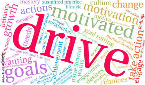 Drive Word Cloud on a white background. 